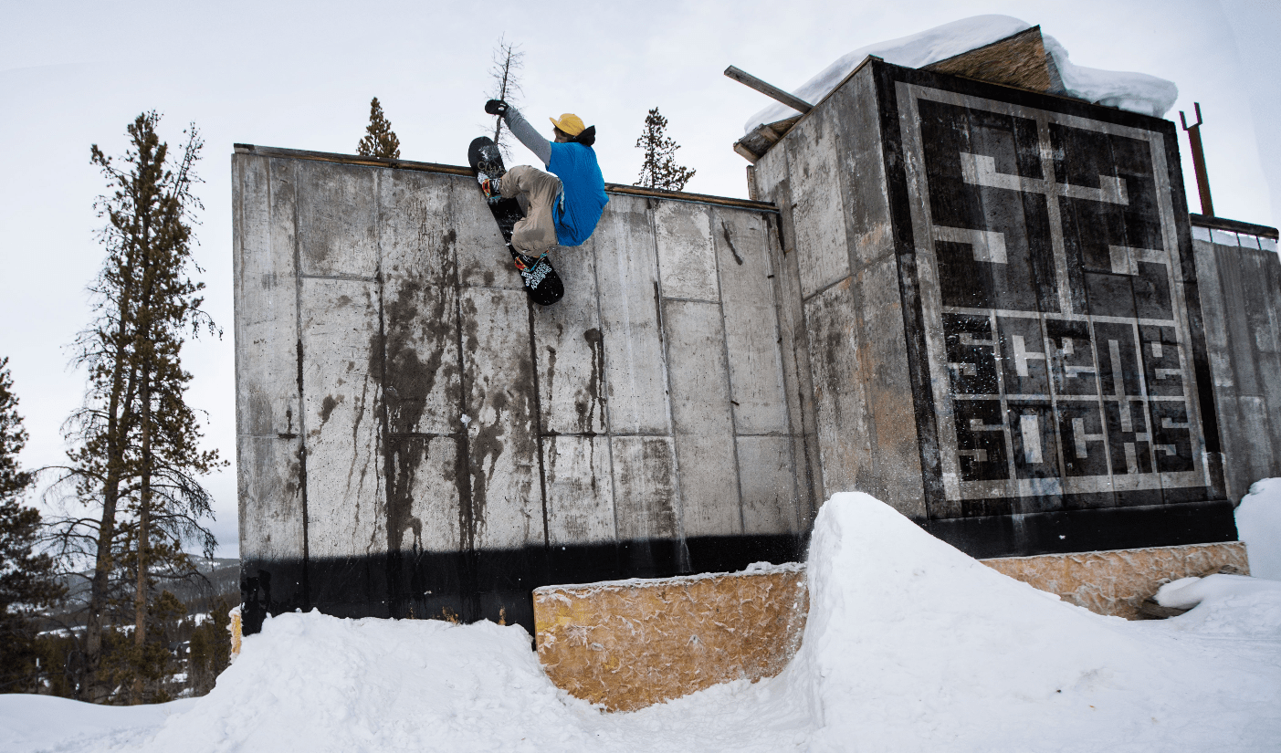 Angus leith wall ride on a snowboard